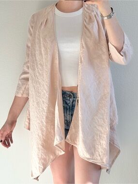 Promod 100% Linen Cardigan Hi Low Open Front